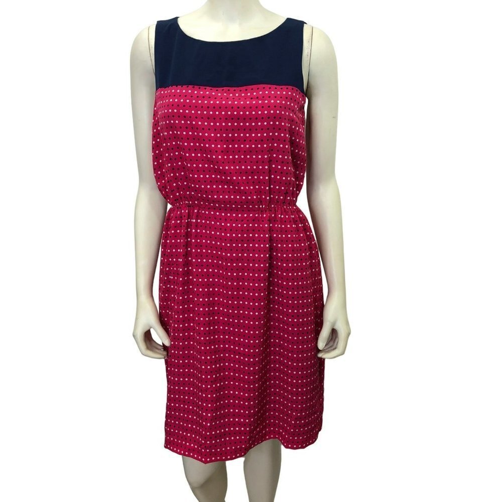 TOMMY HILFIGER POLKA DOT A‎ LINE SLEEVELESS DRESS MD